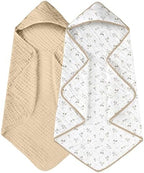 Yoofoss Hooded Baby Bath Towels 2 Pack 100% Muslin Organic Cotton by YOOFOSS