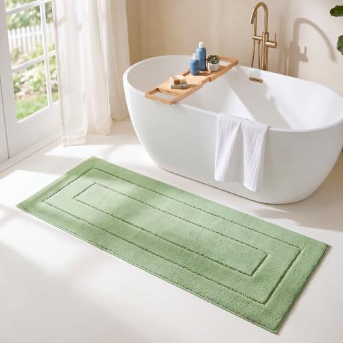 GRANNY SAYS Sage Green Bathroom Runner Rug 59" x 24", Soft Bath Mat by GRANNYSAYS
