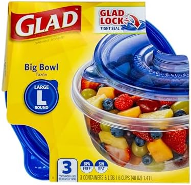 Glad GladWare Big Bowl Food Storage Containers, Large Round, 48 oz - Image 3