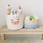 OrganiHaus Pastel Rainbow Rope Diaper Caddy Organizer, Nursery Basket - Image 6