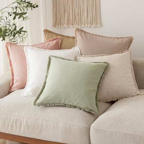 Foindtower Decorative Linen Fringe Throw Pillow Covers Cozy Boho Farmhouse - Image 7