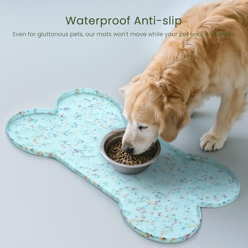 PWTAA Dog Food Mat Anti-Slip Silicone Dog Bowl Mat Thicker Pet Placemat - Image 3