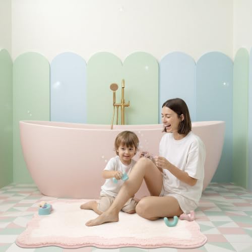 GRANNY SAYS Waved Pink Bathroom Rugs, Non-Slip Bath Mats - Image 4