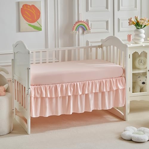 Lace Ruffle Crib Bedding Set 3 Pieces Baby Boho Lace Quilted Comforter - Image 6