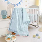 Mini Crib Bedding Set for Girls, 3 Piece Tufted Jacquard Ruffle Fringe Baby by WOWELIFE