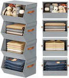 Stackable Closet Organizers and Storage Bins, Open Front Closet Shelf Organizer by DiMJ