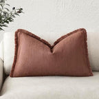 Foindtower Decorative Linen Fringe Lumbar Throw Pillow Covers Cozy Boho by Foindtower