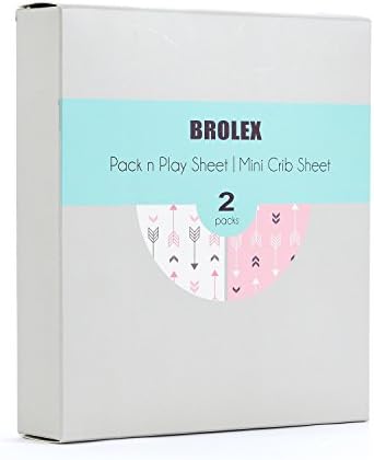 Stretchy Fitted Pack n Play Playard Sheet Set BROLEX 2 Pack Portable Mini Crib - Image 2