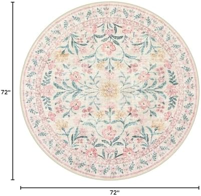 Wonnitar Washable Round Rugs 6ft, Boho Soft Ultra-Thin Circular Carpets - Image 2