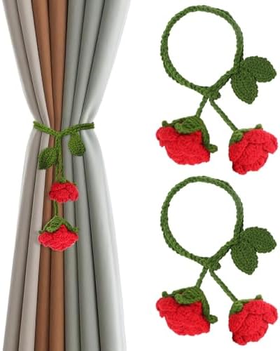 2 Pack Boho Handmade Flower Curtain Tiebacks & Holdbacks by OCIOLI