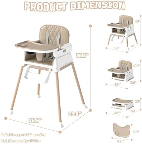 4 in 1 Baby High Chair for Babies and Toddlers, Foldable & Portable Convertible - Image 2