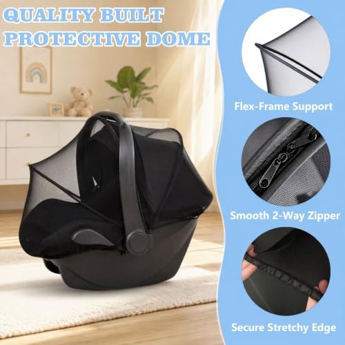Sysmie Mosquito Net for Baby Car Seat and Doona Stroller, Universal Fit - Image 3