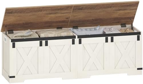 Hzuaneri 59" Farmhouse Storage Chest and Bench | 70 Gal | 330lb Seat by Hzuaneri