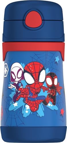THERMOS Vacuum Insulated Stainless Steel 10oz Straw Bottle, Spidey and His by Thermos