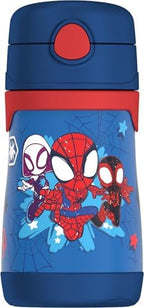 THERMOS Vacuum Insulated Stainless Steel 10oz Straw Bottle, Spidey and His by Thermos