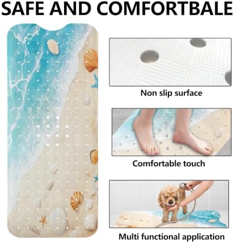 LNOND Summer Beach Bathtub Mat Non Slip, 40 X 16 Inch Tub Mat - Image 6