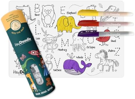 HeyDoodle Into The Wild Mini – Reusable Silicone Alphabet Coloring Mat by HeyDoodle
