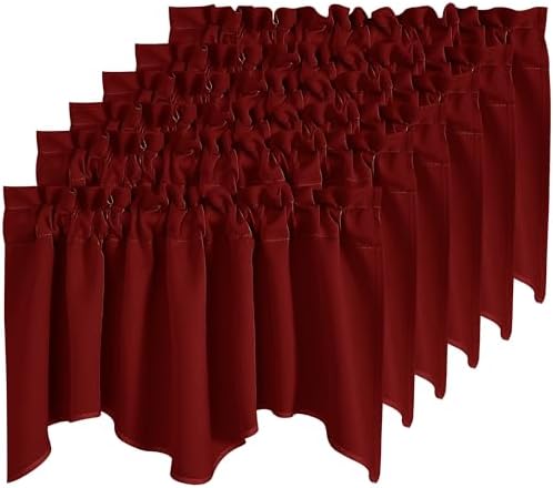 NICETOWN 6 Panels Red Kitchen Blackout Valances by NICETOWN
