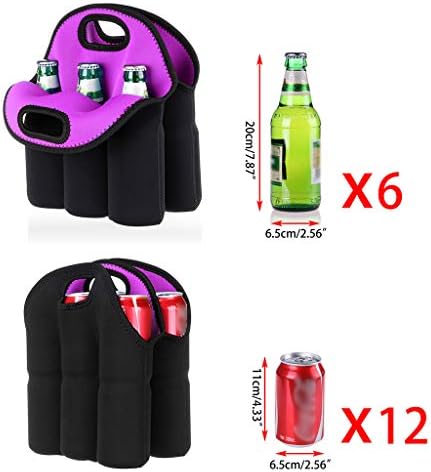 Hipiwe 6 Slot Beer Can Carrier Neoprene Water Drinks Bottle Cooler Tote Bag - Image 3
