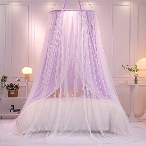 VETHIN Double Layer Princess Round Dome Canopy Bed Curtain - Image 4