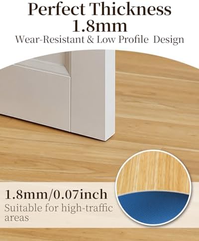 3'×5' Non Slip Vinyl Rug Waterproof 1.8mm Thick, Woodgrain Pattern Vinyl Floor - Image 2
