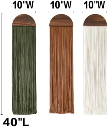 3pcs Macrame Wall Hanging Woven Wall Decor Brown Green Ivory 10"W*40"L - Image 5