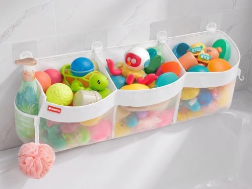 UNEEDE 4.95 Gallons 3 Compartment Horizontal Bath Toy Storage by UNEEDE