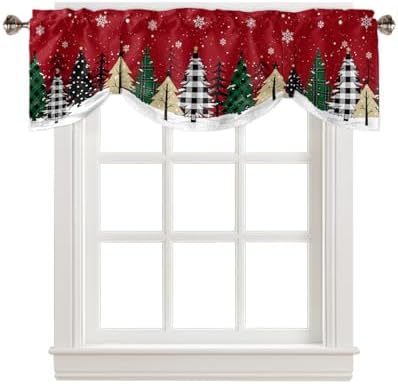 Red Merry Christmas Blackout Tie Up Valance Curtains by VandarllinHomeKitchenDecor