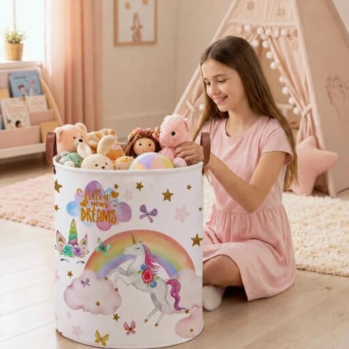 Unicorn Laundry Hamper Basket for Kids, Toy Clothes Book Bin for Bedroom - Image 6