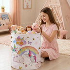 Unicorn Laundry Hamper Basket for Kids, Toy Clothes Book Bin for Bedroom - Image 6
