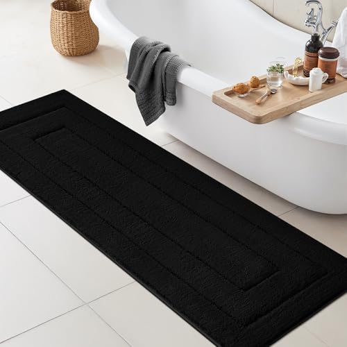 GRANNY SAYS Black Bathroom Rug 71" x 24", Non-Slip Microfiber Bath Mat by GRANNYSAYS