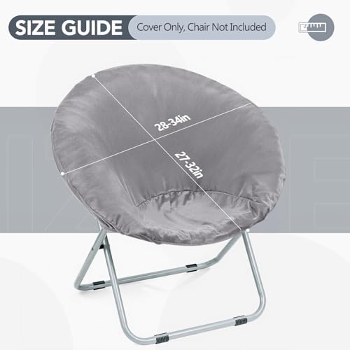 Velvet Stretch Saucer Chair Cover, Round Moon Chair Cover - Image 2