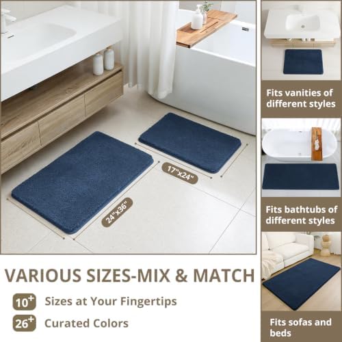 Polyester Bathroom Rug 40"x60" Navy Blue, Large Soft Bath Mat - Image 3