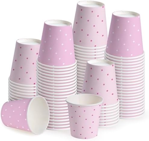 WRAPAHOLIC 3oz Pink Dot Bathroom Cups by WRAPAHOLIC
