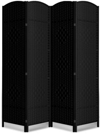 4 Panel Folding Room Divider, Woven Privacy Screen by cocosica