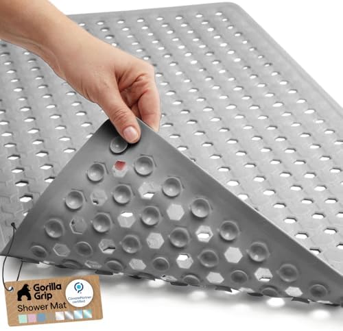 GORILLA GRIP Bath Tub Shower Mat, Bathtub Floor Liner, 35x16 Gray Opaque by GorillaGrip