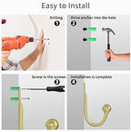 Hion Curtain Holdbacks Gold 4pcs, Curtain Tiebacks Wall Mounted Hooks - Image 7
