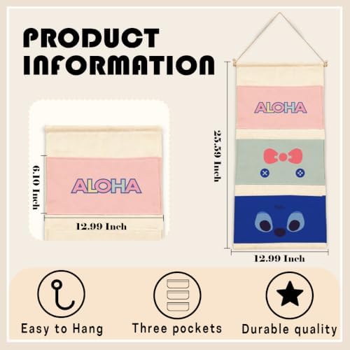 3-Pocket Hanging Wall Organizer, Tropical Aloha Design - Image 3