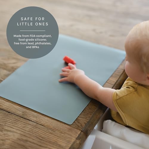 Yeah Baby Goods Silicone Toddler Placemat, Faded Jade - Image 2