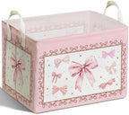 Pink Bow Foldable Storage Box, Waterproof Toy and Clothes Storage Box by Unknown