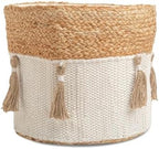 Crane Baby Fabric Round Nursery Storage Basket, Cotton & Jute by CraneBaby