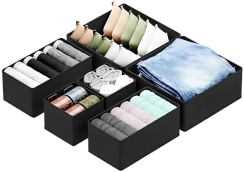 SpaceAid Drawer Organizer for Clothes, 6 Pack Dresser Drawer Organizer Bins by SpaceAid