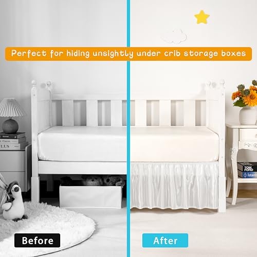 White Satin Crib Bed Skirt - Image 5