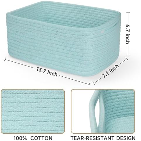 3 Pack Storage Baskets for Organizing, 13.7×9.5×6.3", Light Blue - Image 3