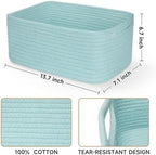 3 Pack Storage Baskets for Organizing, 13.7×9.5×6.3", Light Blue - Image 3