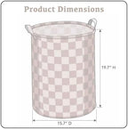 Ohocut Beige Khaki Checkered Laundry Basket, Collapsible Aesthetic Cute Canvas - Image 5