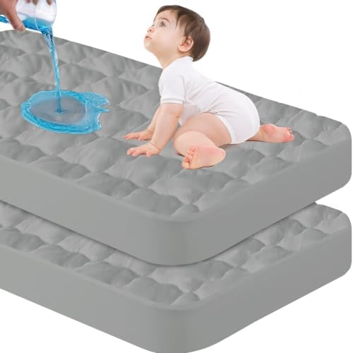 Pack and Play Mattress Pad Protector 2 Pack, Playard Mattress Cover by Luv4babe