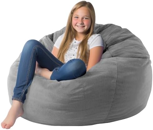 Premium Corduroy Stuffed Animal Storage Bean Bag Chair Cover by Dafftos