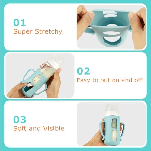 Silicone Sleeves for Pigeon Baby Bottles 8.1 oz, Anti Breakage Glass Baby - Image 7