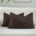 FUTEI Pack of 2 Faux Fur Throw Pillow Covers 12x20 Inch, Dark Coffee by FUTEI